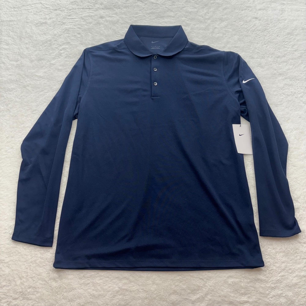 Nike Mens Golf Long Sleeve Polo Shirt Navy Blue DC2104-451 Size L NEW